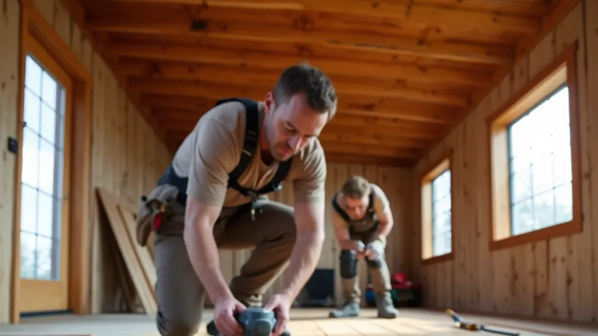Engineered hardwood in a cold-sitting cabin near Island Park, Idaho