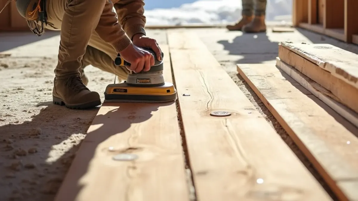 Seasonal gaps between hardwood boards during an Idaho Falls winter