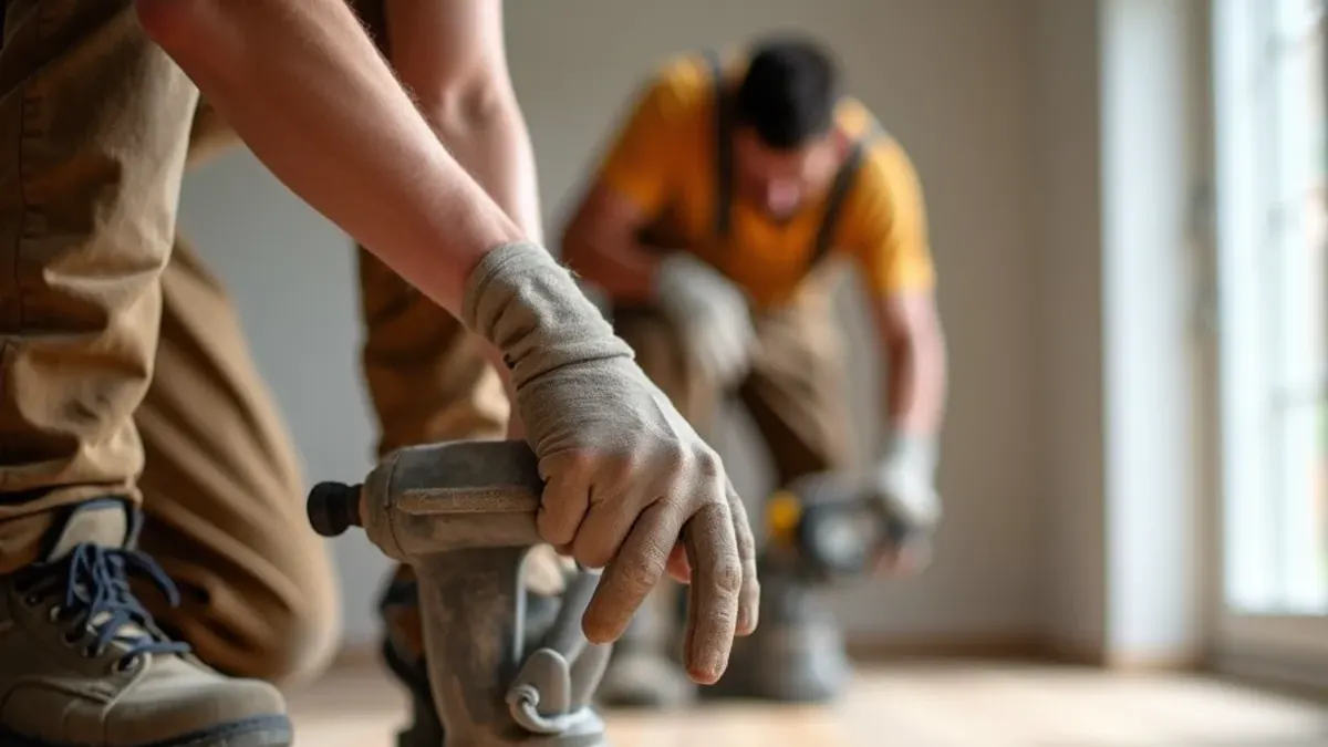 Cupped hardwood boards lifting at the edges in an Idaho Falls home