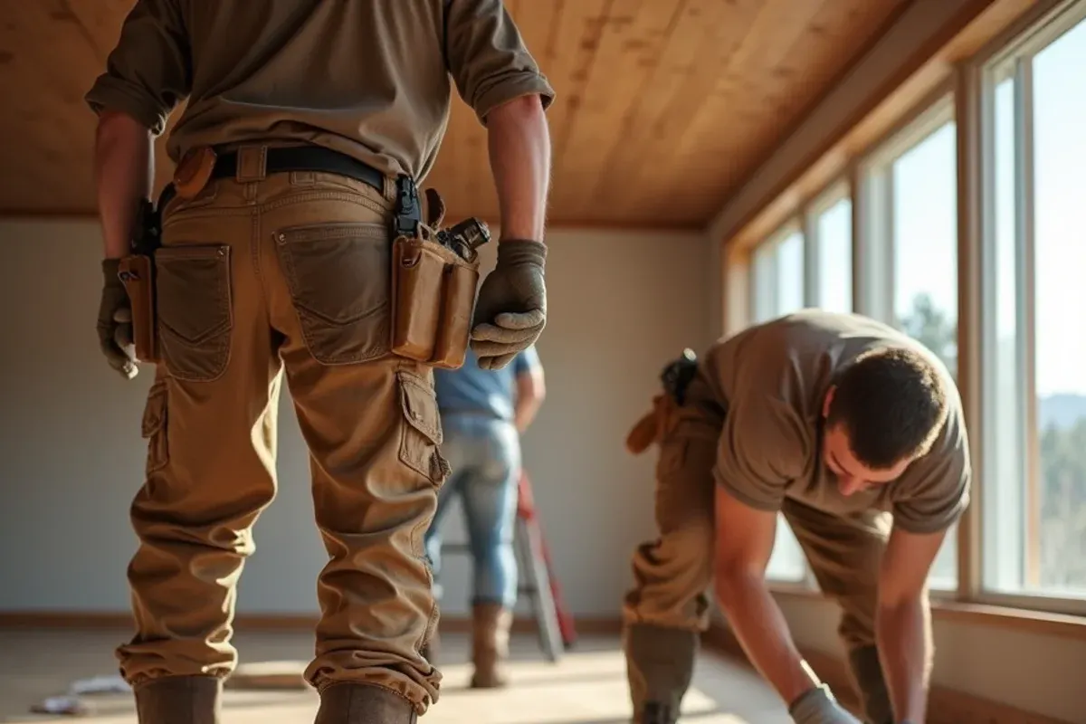 Engineered Hardwood work in progress in an East Idaho home
