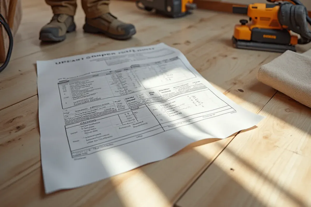 Scope and materials laid out for hardwood floor repair in Idaho Falls