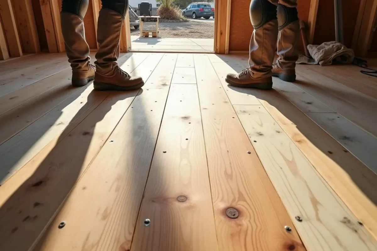 Scope and materials laid out for hardwood stairs in Idaho Falls