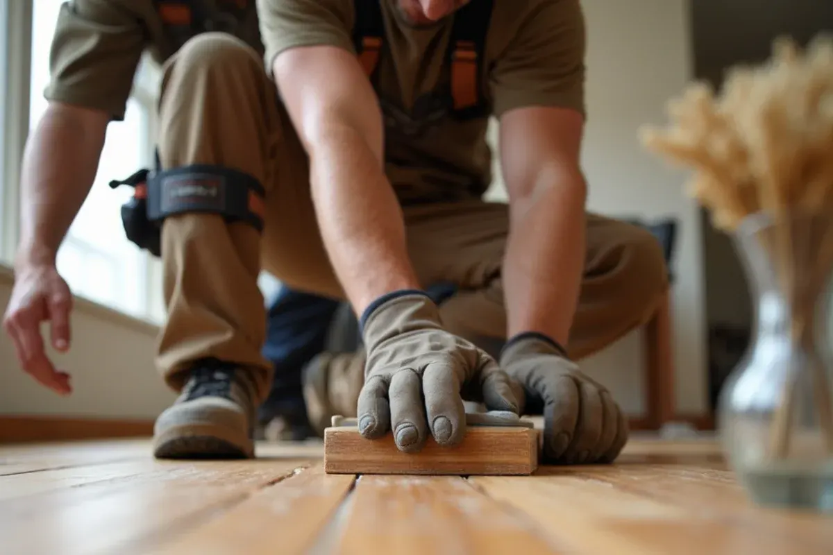 Finished detail from a hardwood stairs project in Idaho Falls