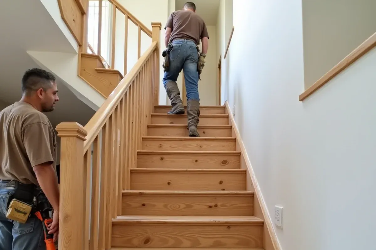 Finished staircase with stained oak treads in an Idaho Falls home