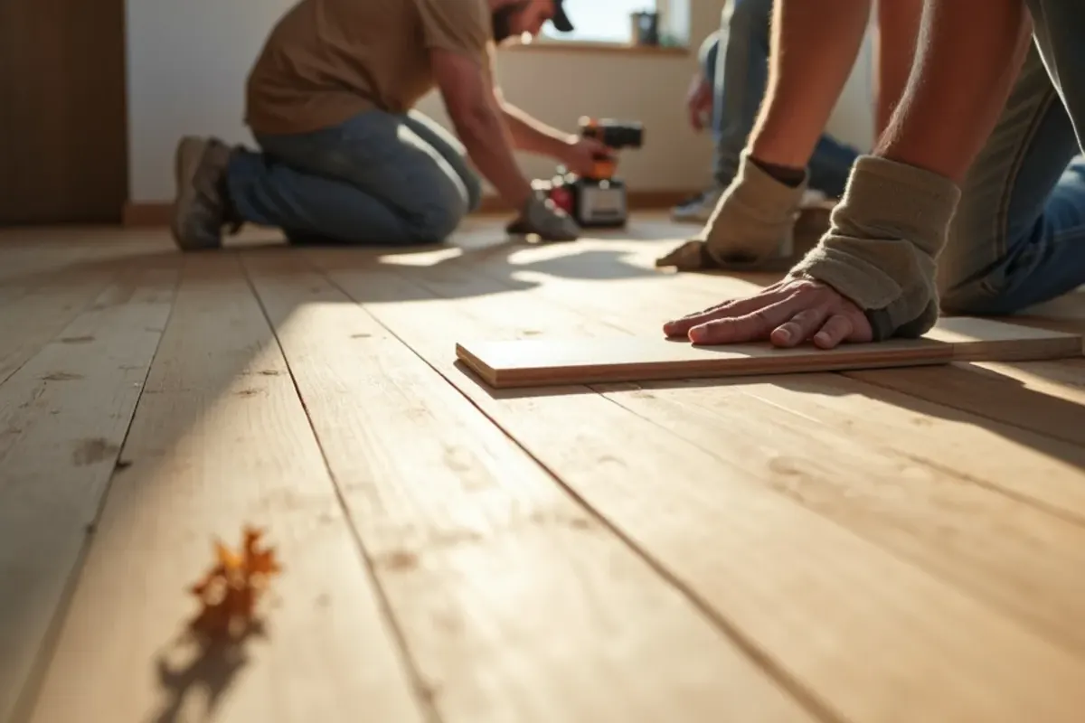 Flooring work scene in a Bonneville County, Idaho home