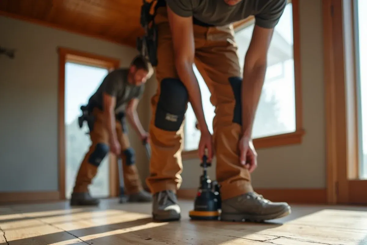 Flooring work scene in a Iona, Idaho home