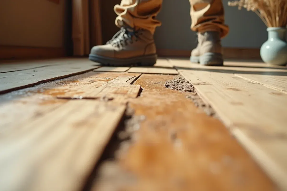 Finished detail from a water-damaged floor repair project in Idaho Falls