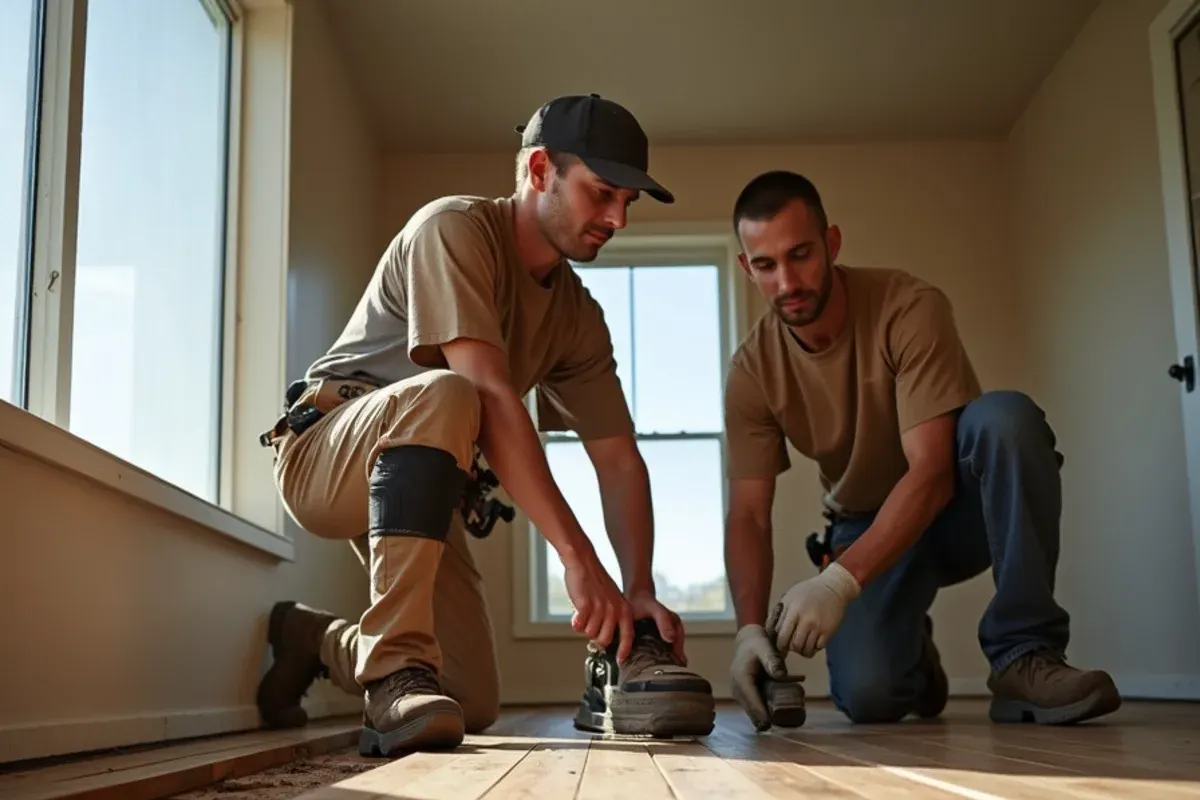 Wood Flooring Installation work in progress in an East Idaho home